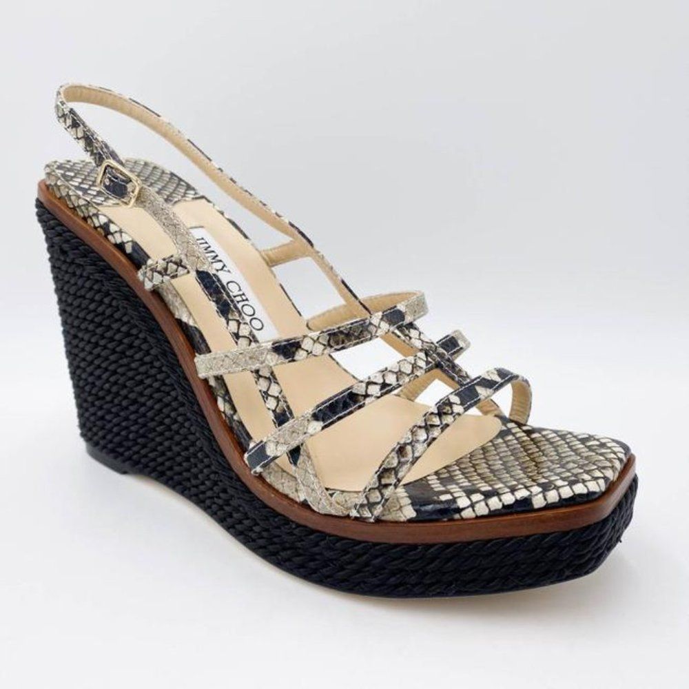 Jimmy Choo Black Ariela Snake Printed Platform - Picture 3 of 12